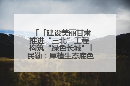 「建设美丽甘肃 推进“三北”工程 构筑“绿色长城”」民勤：厚植生态底色 筑牢绿色屏障