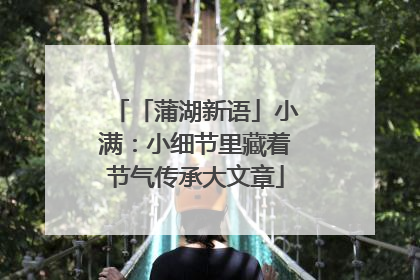 「蒲湖新语」小满：小细节里藏着节气传承大文章