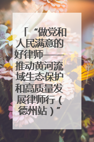 “做党和人民满意的好律师——推动黄河流域生态保护和高质量发展律师行（德州站）”活动成功举办