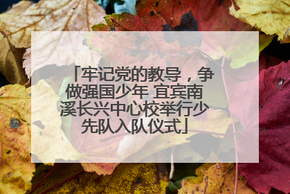 牢记党的教导，争做强国少年 宜宾南溪长兴中心校举行少先队入队仪式