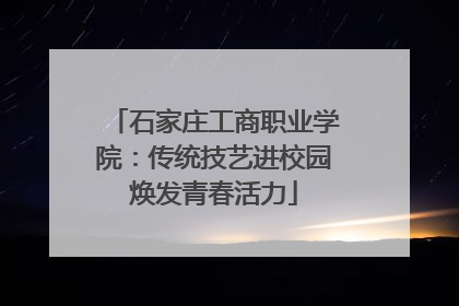 石家庄工商职业学院：传统技艺进校园焕发青春活力