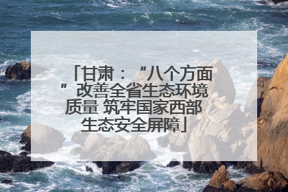 甘肃：“八个方面”改善全省生态环境质量 筑牢国家西部生态安全屏障