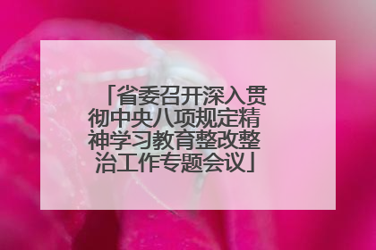 省委召开深入贯彻中央八项规定精神学习教育整改整治工作专题会议
