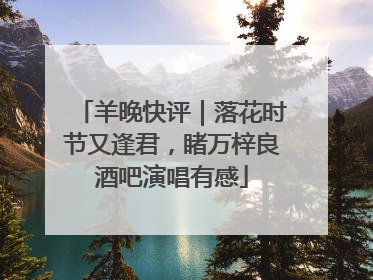 羊晚快评｜落花时节又逢君，睹万梓良酒吧演唱有感