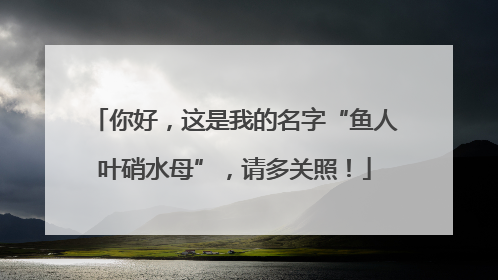 你好，这是我的名字“鱼人叶硝水母”，请多关照！