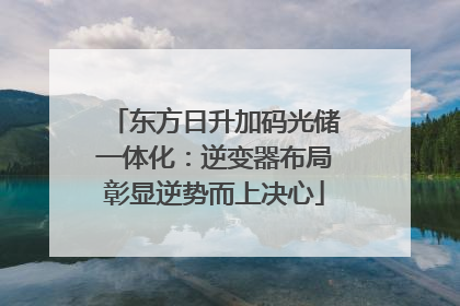 东方日升加码光储一体化：逆变器布局彰显逆势而上决心