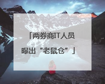 两券商IT人员曝出“老鼠仓”