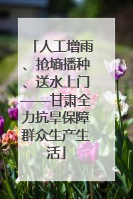 人工增雨、抢墒播种、送水上门——甘肃全力抗旱保障群众生产生活