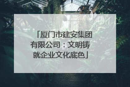 厦门市建安集团有限公司：文明铸就企业文化底色