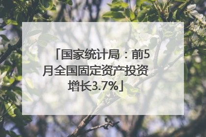 国家统计局：前5月全国固定资产投资增长3.7%