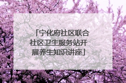 宁化府社区联合社区卫生服务站开展养生知识讲座