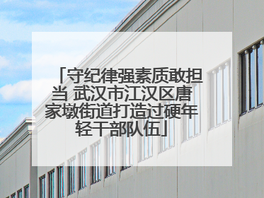 守纪律强素质敢担当 武汉市江汉区唐家墩街道打造过硬年轻干部队伍