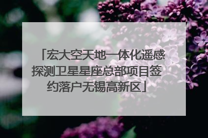 宏大空天地一体化遥感探测卫星星座总部项目签约落户无锡高新区