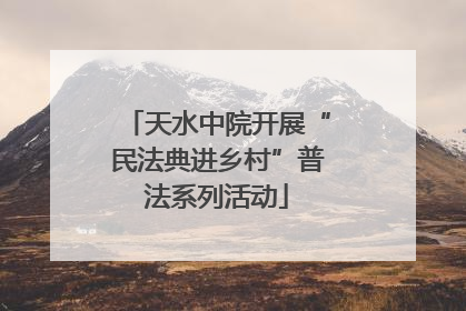 天水中院开展“民法典进乡村”普法系列活动