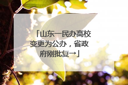 山东一民办高校变更为公办，省政府刚批复→