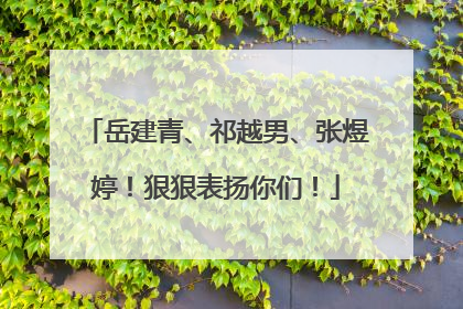 岳建青、祁越男、张煜婷！狠狠表扬你们！