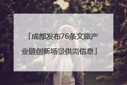 成都发布76条文旅产业链创新场景供需信息