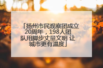 扬州市民观察团成立20周年，198人团队用脚步丈量文明 让城市更有温度