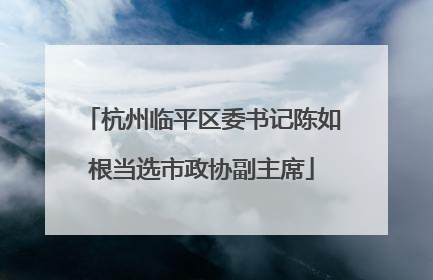 杭州临平区委书记陈如根当选市政协副主席
