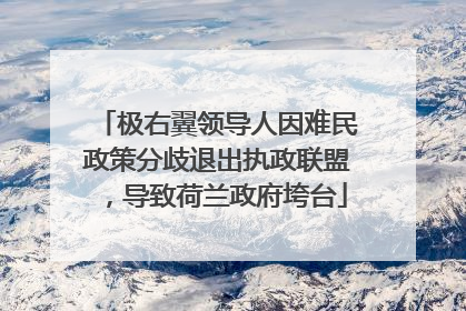 极右翼领导人因难民政策分歧退出执政联盟，导致荷兰政府垮台
