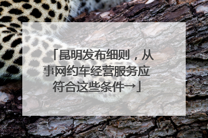 昆明发布细则，从事网约车经营服务应符合这些条件→