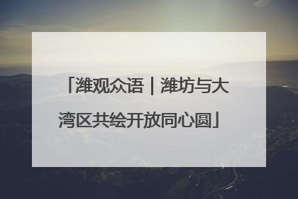 潍观众语｜潍坊与大湾区共绘开放同心圆