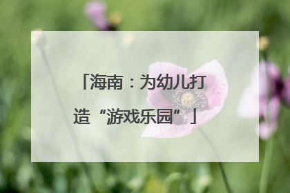 海南：为幼儿打造“游戏乐园”