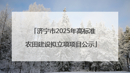 济宁市2025年高标准农田建设拟立项项目公示
