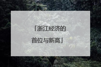 浙江经济的首位与新高