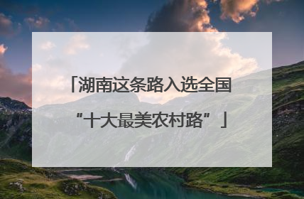 湖南这条路入选全国“十大最美农村路”