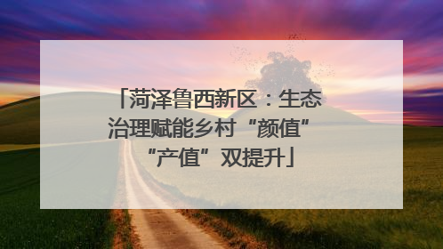 菏泽鲁西新区：生态治理赋能乡村“颜值”“产值”双提升