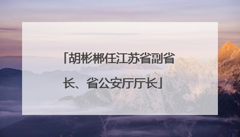 胡彬郴任江苏省副省长、省公安厅厅长