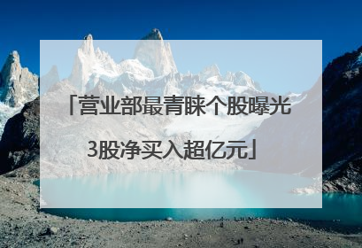 营业部最青睐个股曝光 3股净买入超亿元