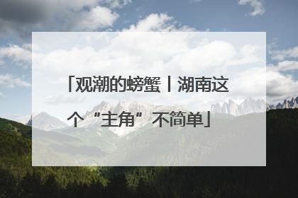 观潮的螃蟹丨湖南这个“主角”不简单