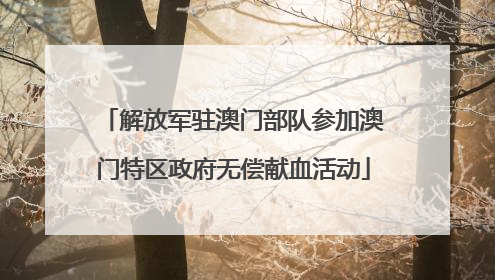 解放军驻澳门部队参加澳门特区政府无偿献血活动