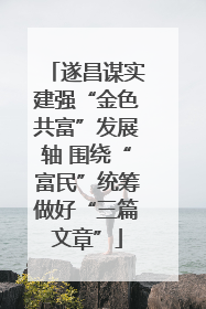 遂昌谋实建强“金色共富”发展轴 围绕“富民”统筹做好“三篇文章”