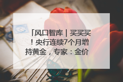 风口智库｜买买买！央行连续7个月增持黄金，专家：金价或仍易涨难跌