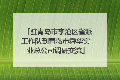 驻青岛市李沧区省派工作队到青岛市舜华实业总公司调研交流