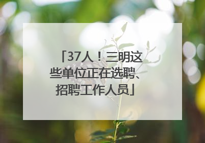 37人！三明这些单位正在选聘、招聘工作人员
